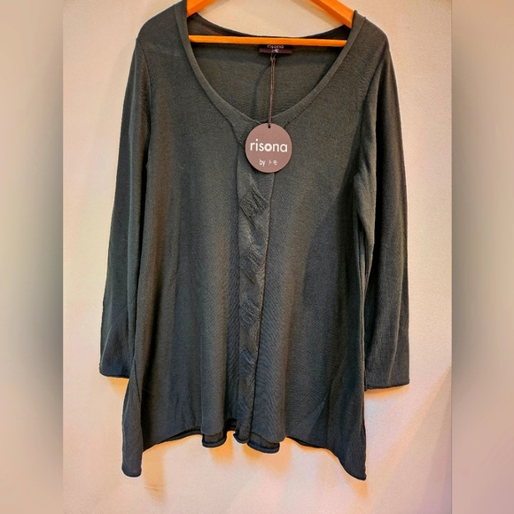 Risona tomo NWT L pulli Lucy green sweater tunic organic Cotton Cable Kn… - Picture 1 of 8
